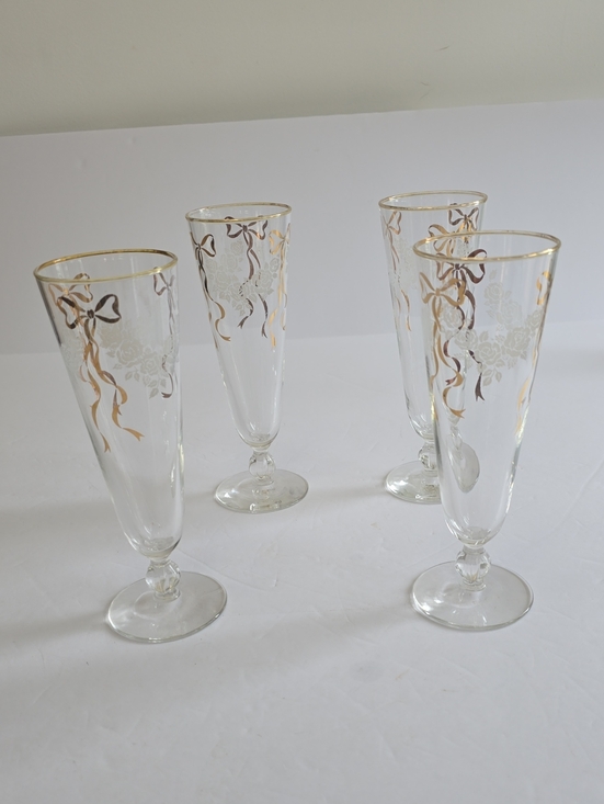Libbey Other - Vintage Libbey Set Of 4 Rose Classic Pilsner Glasses Flutes